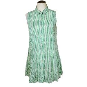 Anthropologie 11.1 Tylho Percy Striped Green White Button Down Tunic Top M